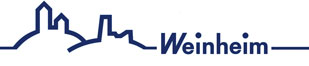 stilisierte zwei Burgen mit Schriftzug Weinheim stilisierte zwei Burgen mit Schriftzug Weinheim